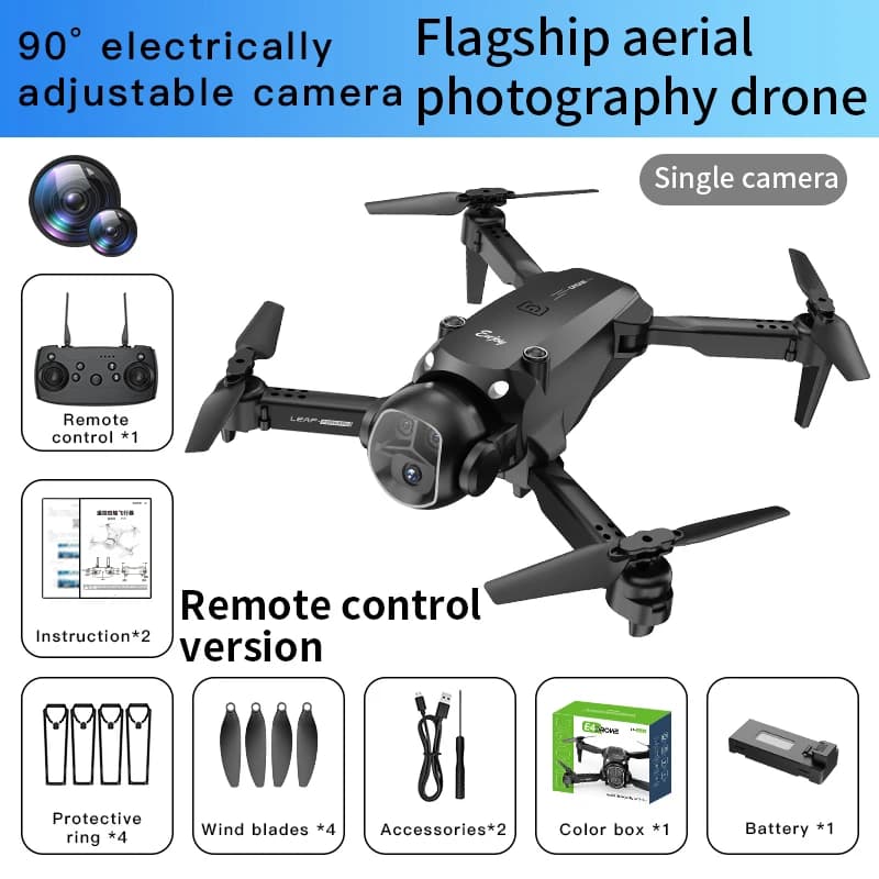 Caméra aérienne E4 avec fonction lunettes VR, double caméra, commutation 360 ° Flussement optique