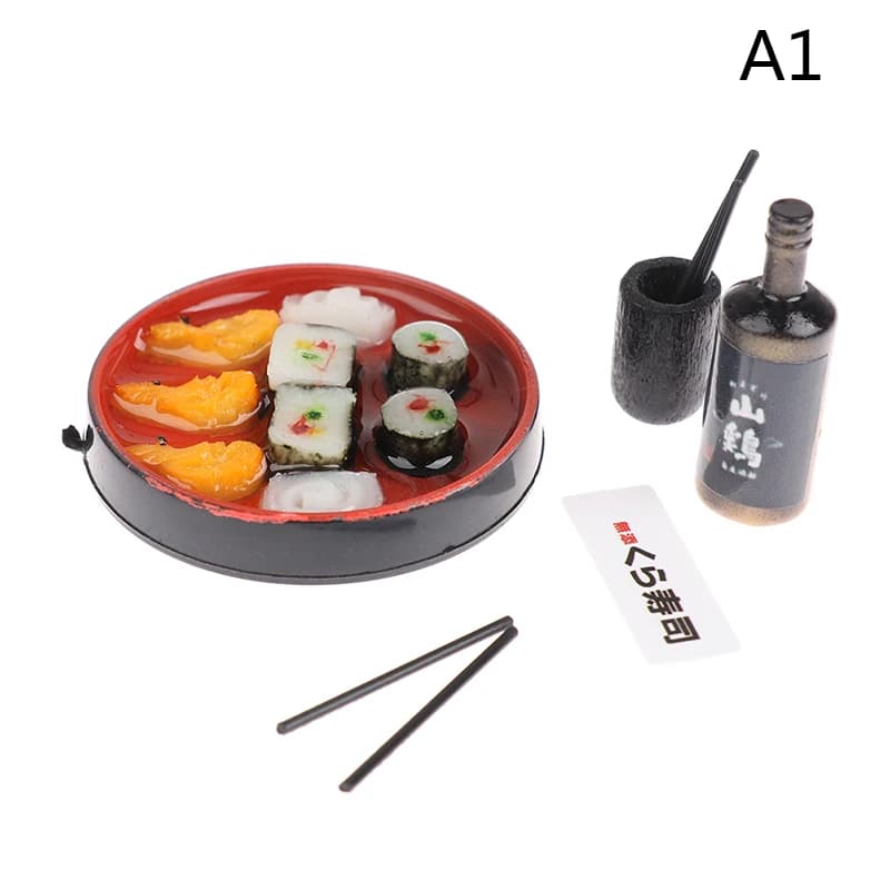 Maison de courses de riz de sushi japonais miniatures, décor de nourriture semblant