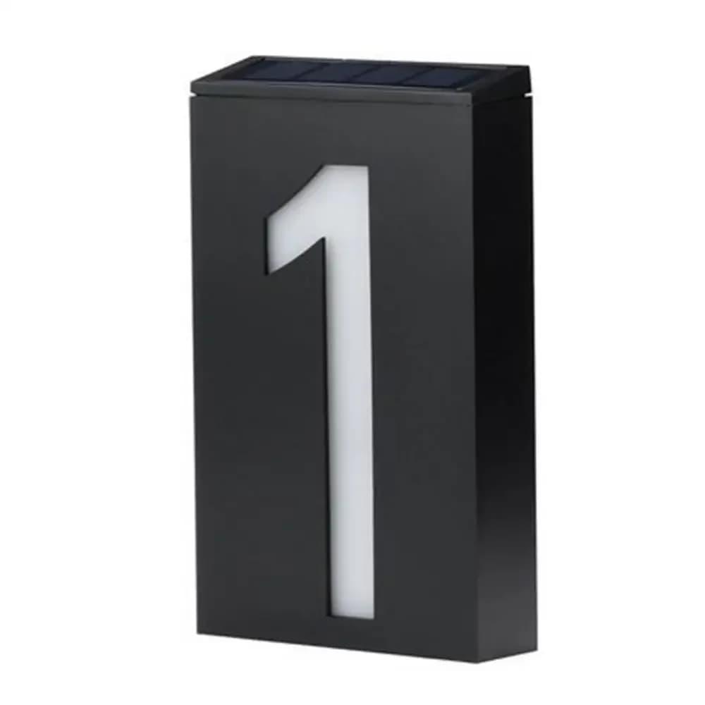 Numéro d'adresse de maison à énergie solaire 0-9 lumière LED rue route plaque de porte applique boît