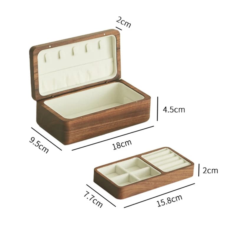 Boîte à bijoux en bois double couche, étuis en bois, rangement pour collier, bracelets, boucles d'or