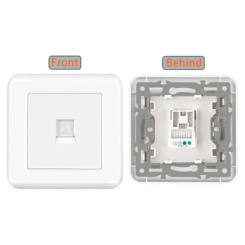 Prise de réseau murale avec panneau en plastique, CAT6, RJ45, données TV, double prise, téléphone, c