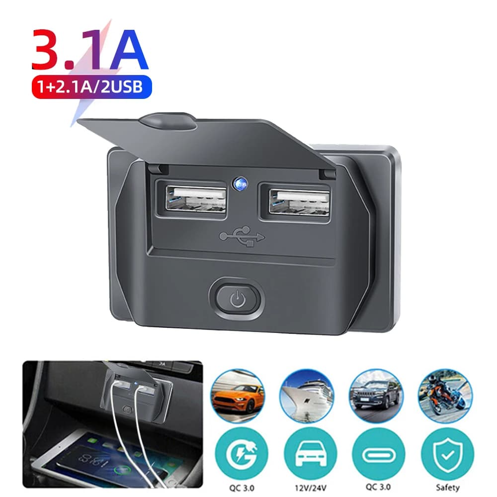 Nouveau panneau de prise de chargeur de voiture à 4 Ports 12V/24V RV prise USB double QC3.0 PD prise