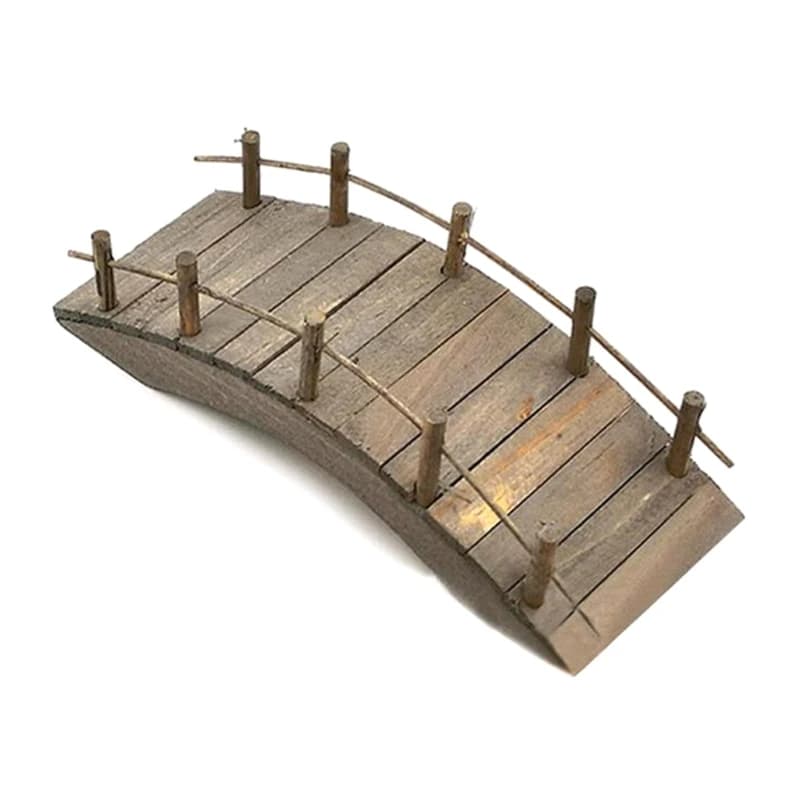 Mini pont en arc en bois pour maison de poupée 1:12, avec garde-corps, jardin féerique miniature, 27