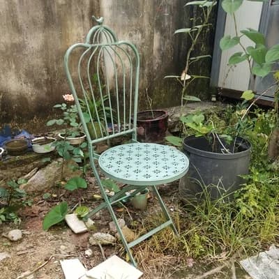 Chaises de jardin en fer pour cour extérieure, tables pliantes évidées, table de terrasse et de véra