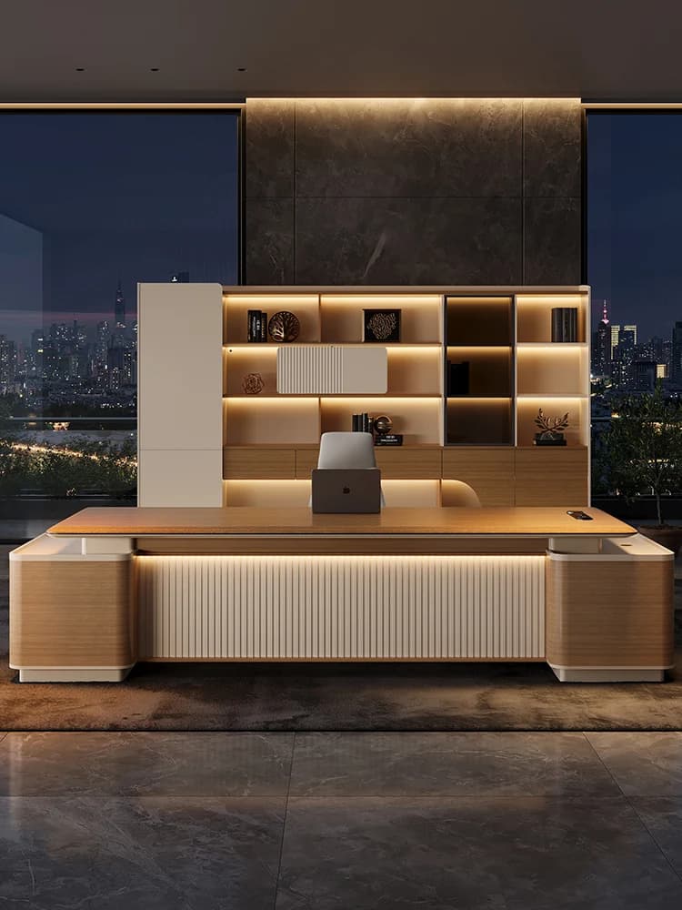 Bureau du PDG, simple et moderne, bureau du directeur général, bureau du patron de luxe léger, grand
