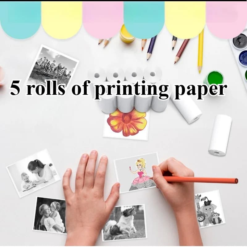 Papier thermique pour appareil photo pour enfants, papier pour appareil photo Polaroid, 5 rouleaux,