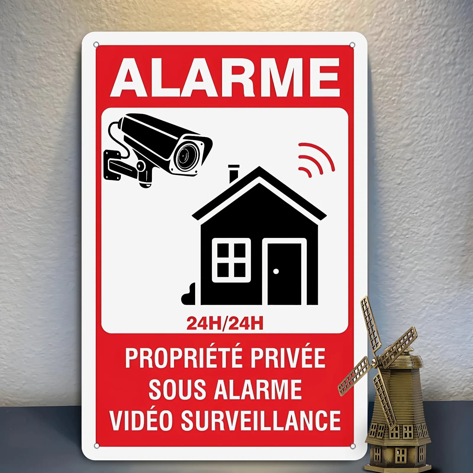 Panneau de signalisation de sécurité français - Panneau d'alarme et de vidéosurveillance avec systèm