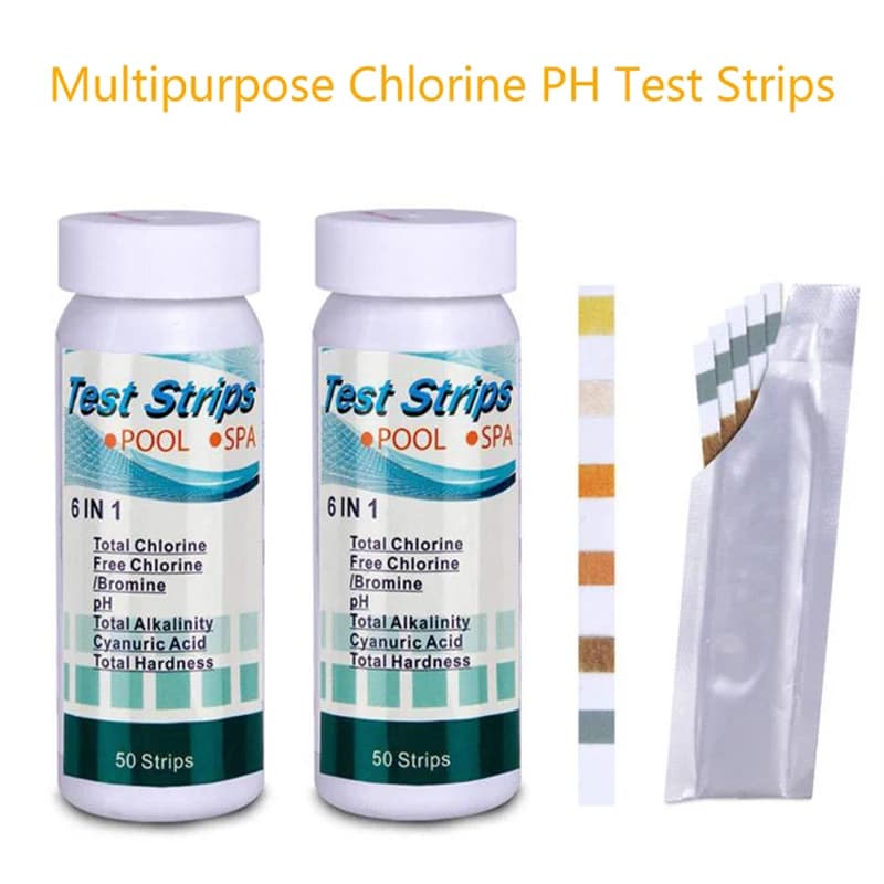 Bandes de test de PH multi-usages, 6 en 1, 50 pièces/bouteille, pour piscine SPA, papier testeur d'e