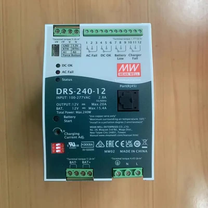 Alimentation électrique intelligente Mean Well DRS-240 pour la sécurité et la protection incendie, 1