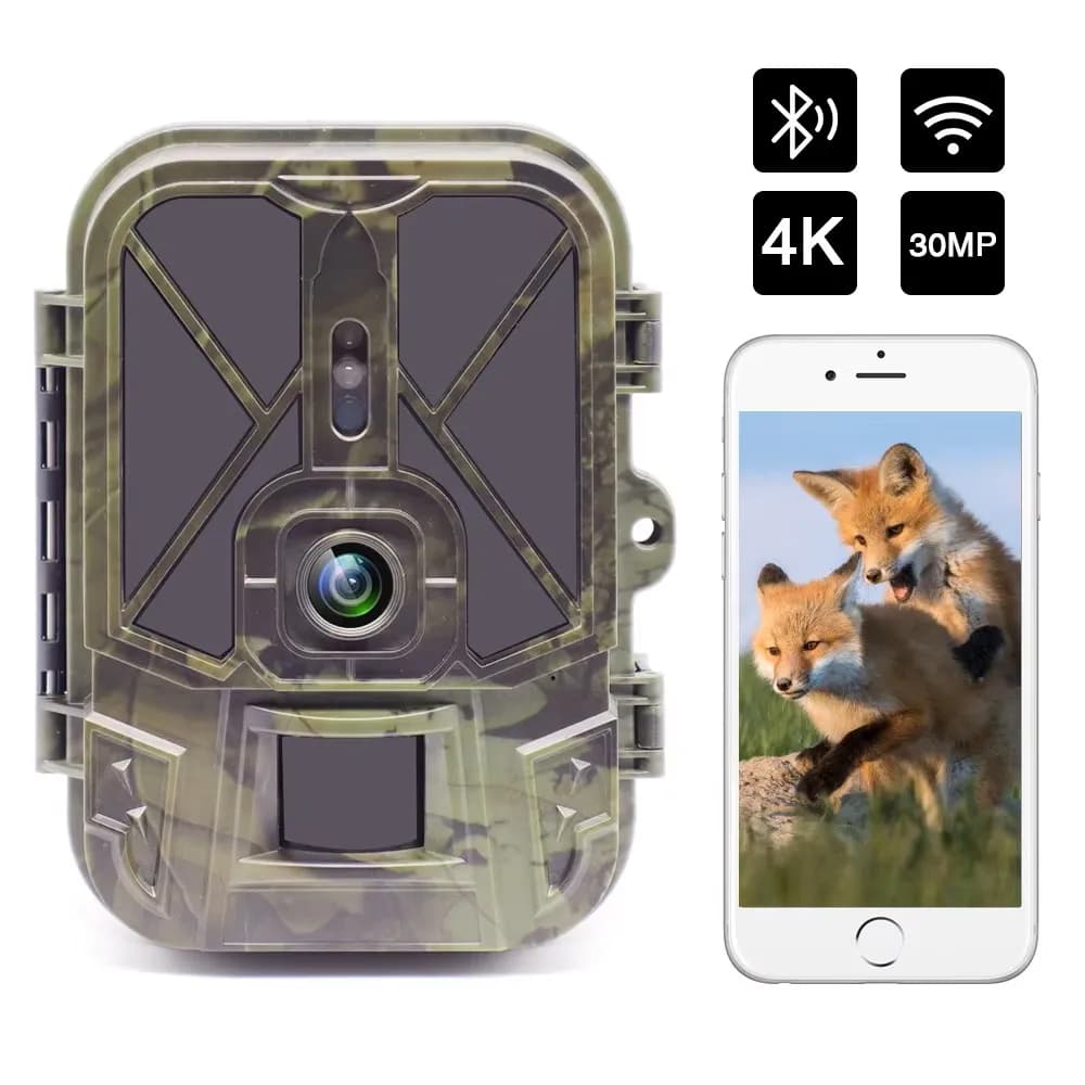 Caméra de chasse avec diffusion en direct, vidéo 4K, 30MP, WiFi, application, sans réseau 4G, avec b