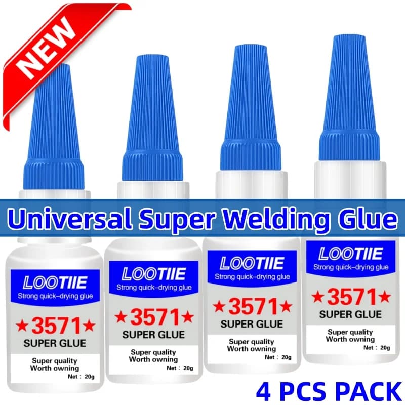 Super colle à fixation rapide 4x20g. Forte liaison pour métal, céramique, verre, bois. Adhésif multi