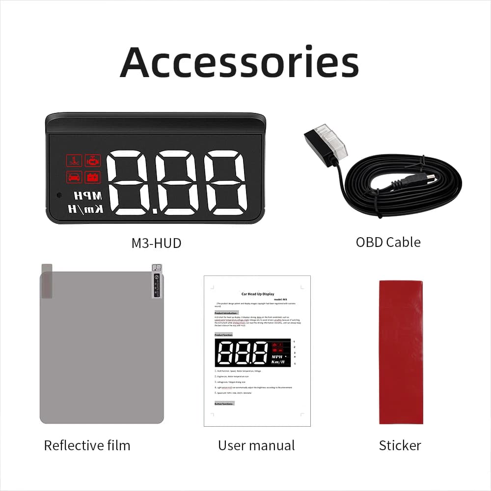 Affichage tête haute M3 OBD2, accessoires électroniques automobiles, OBD HUD, voltmètre, température