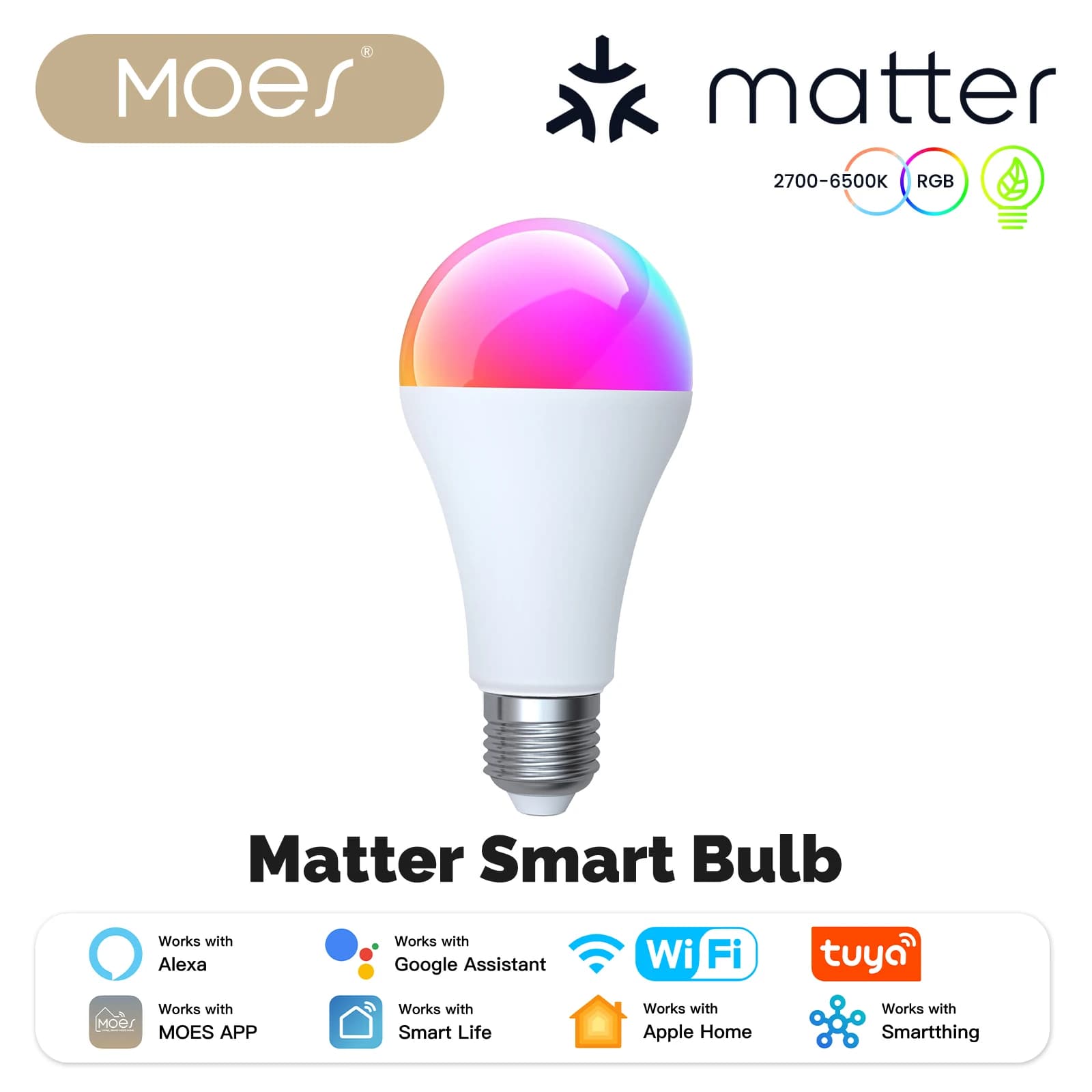 MOES Tuya Smart Matter WiFi/Zigbee 14W ampoule LED E27 synchronisation de la musique fonctionnelle 1