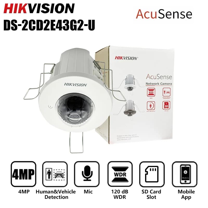 Hikvision – Mini caméra IP 4MP AcuSense à installer au plafond, avec micro intégré, détection humain