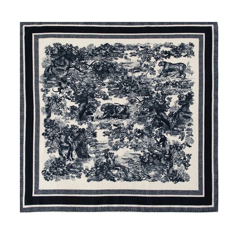 Écharpe carrée en soie de mûrier haut de gamme, motif animalier soyeux, 70% soie, châle en soie