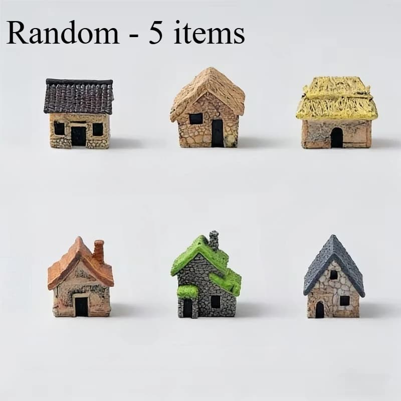 Ensemble de maisons miniatures en résine, 5 pièces, maison miniature en résine faite à la main pour