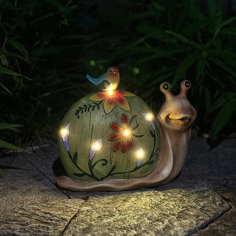 Statue d'escargot de jardin à énergie solaire, décor de paysage de pelouse de cour extérieure, ornem