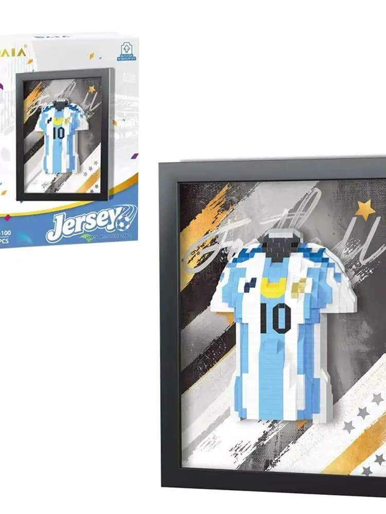 Blocs de construction de maillot de joueur de Football, ensemble cadeau créatif fait à la main, cade