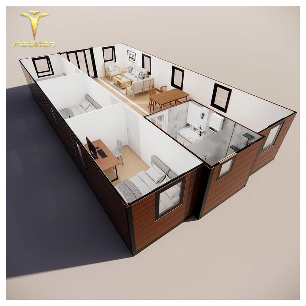 Maison pliante préfabriquée extensible sur mesure à construction rapide, 2, 3, 4 ou 5 chambres, 20 p