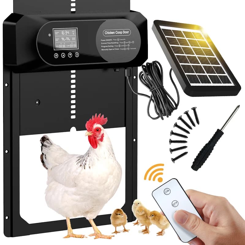 Porte automatique pour poulailler, protection anti-pincement, grand écran d'affichage LCD, mode minu