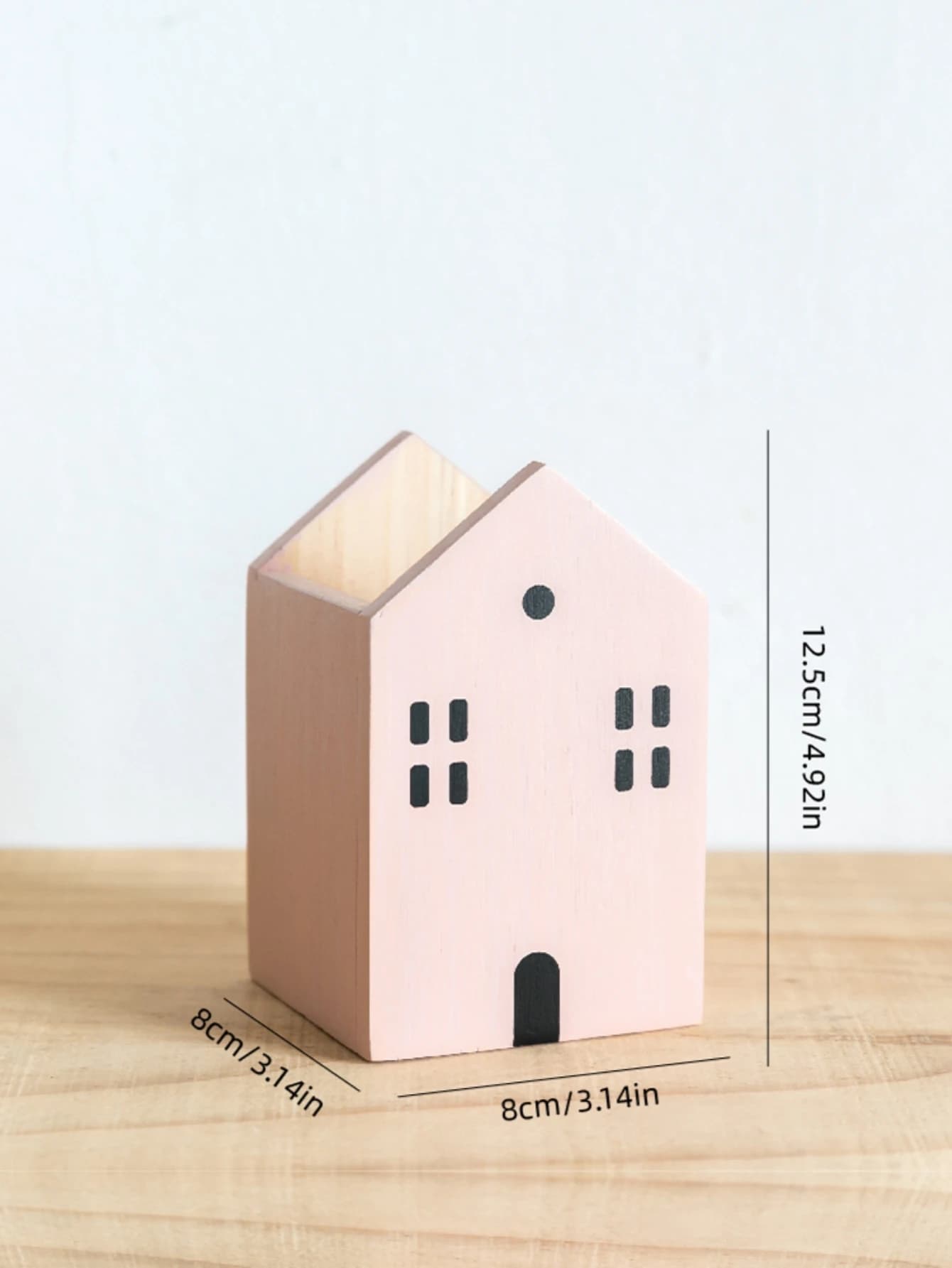 Porte-stylos en bois en forme de maison de dessin animé, boîte de rangement pour crayons, pinceaux d