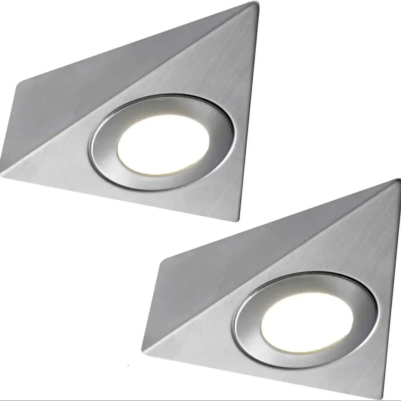 2x LED sous armoire pyramide spots Kit 12V 230V 1.5W 3W acier inoxydable blanc chaud cuisine plan de