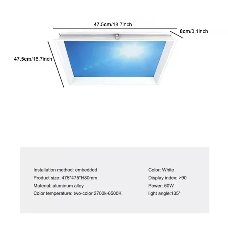 Plafonnier bleu ciel pour salle de bain, panneau de décoration intérieure, lampe de chambre d'enfant