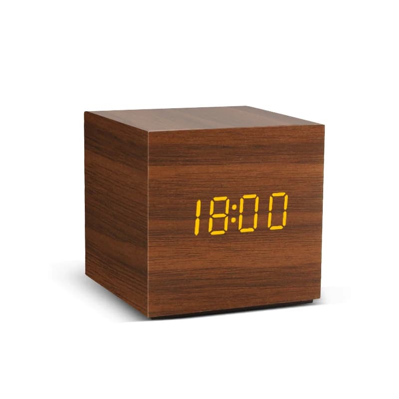 Réveil LED en bois, commande vocale, horloge de bureau électronique, alimenté par USB/AAA