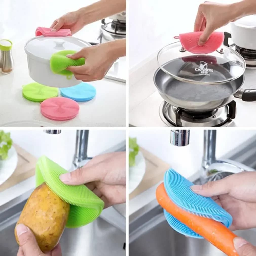 Brosses de nettoyage en Silicone souple pour la maison, tampon à récurer, éponge de lavage, bol de v