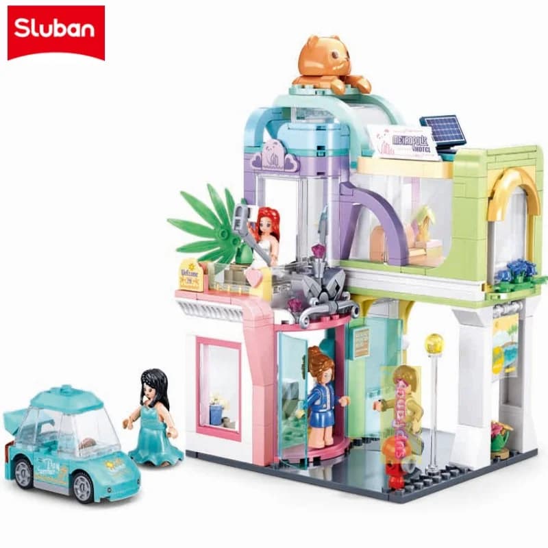 Modèle de maison modulaire Sluban City 428 pièces, hôtel Metropolis, blocs de construction, jouets é