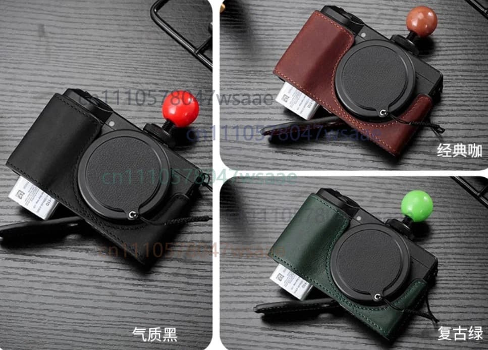 Étui de protection pour appareil photo Ricoh GR II, 1 pièce, en cuir véritable, demi-corps