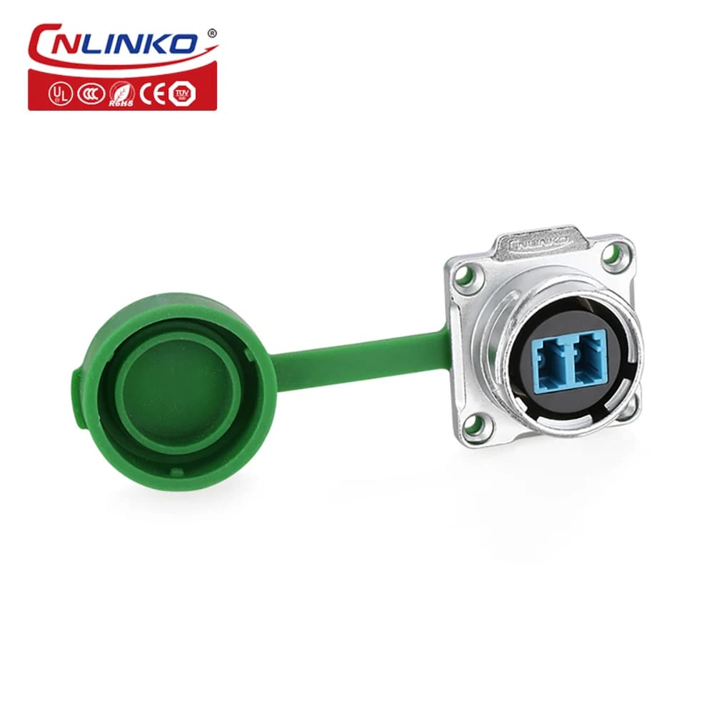 Connecteur Fibre Optique Industriel Étanche IP68 CNLINKO M24 DH24 Monomode LC vers LC, Prise de Pann