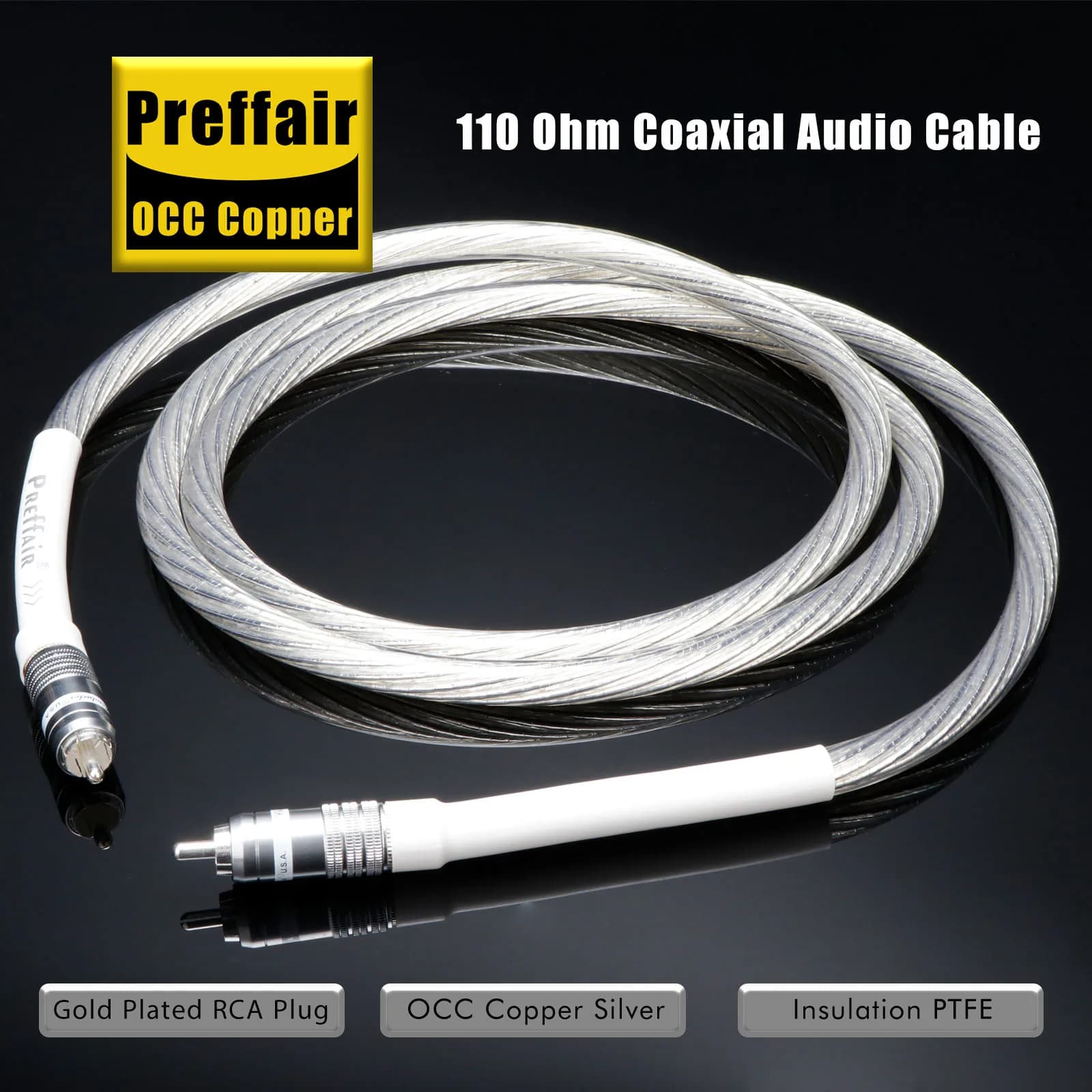 Câble Audio Coaxial numérique RAC 110ohm 7N OCC plaqué argent haut de gamme Audio stéréo câble Coaxi