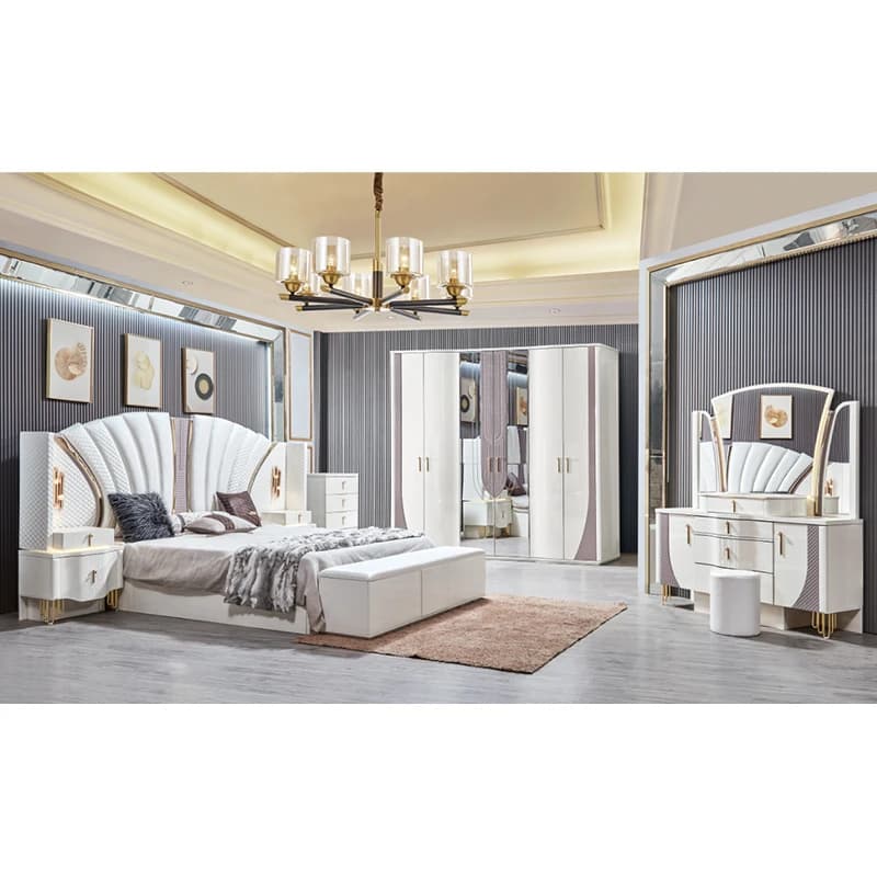 Un cadre en bois doré de luxe Royal, ensemble de lit Double King Size, maison Villa, Design moderne