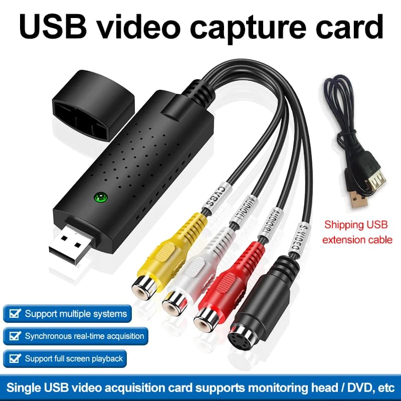 Convertisseur VHS vers numérique USB 2.0, carte de Capture Audio, boîtier VHS, magnétoscope TV vers