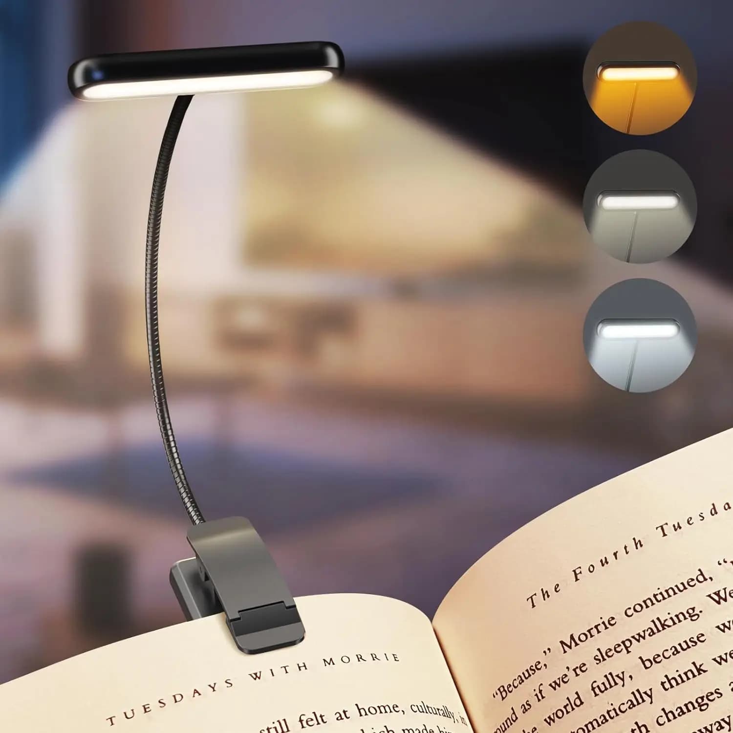 Lampe de lecture à 14 LED rechargeable par USB, lumière chaude, froide, blanche, lumière du jour, po