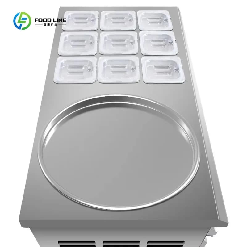 Machine à glace roulée personnalisée avec 11 compartiments pour ingrédients, machine commerciale à y