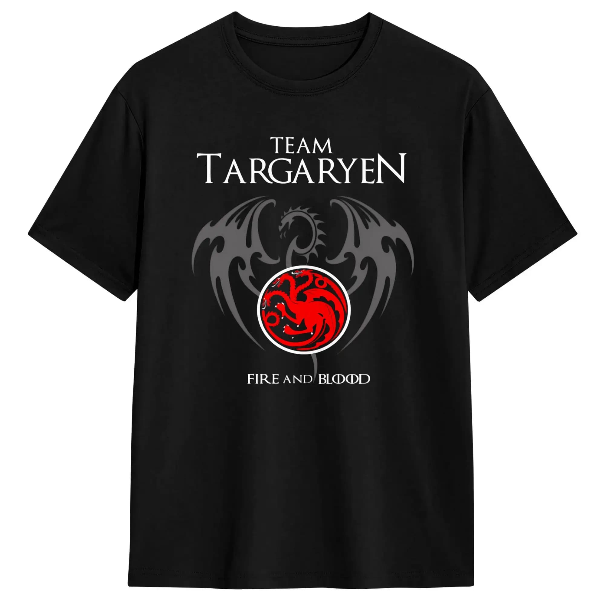 T-shirt Targaryen Fire & Blood, t-shirts populaires d'été pour hommes, en pur coton, col rond, surdi