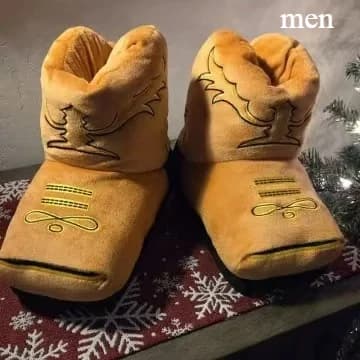 Bottes de cowboy cosplay - Chaussons de maison pour adultes, chaussons en peluche de style western,
