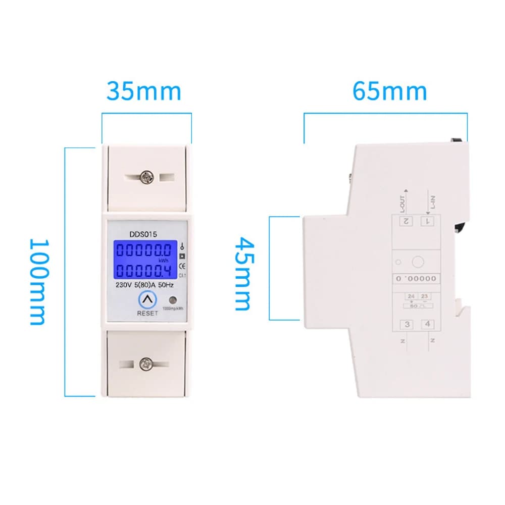 DDS015 5-80A 230V 50Hz compteur d'énergie monophasé Watt mètre ménage DIN Rail montage numérique LCD