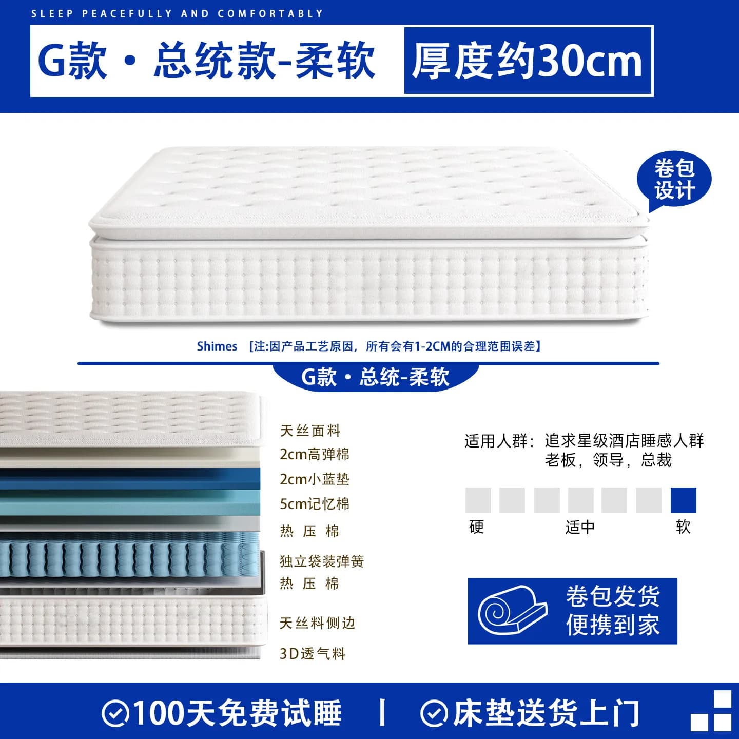 Matelas Double Confortables pour Chambre à Coucher, Matelas de Salon Minimalistes de Luxe, Matelas I