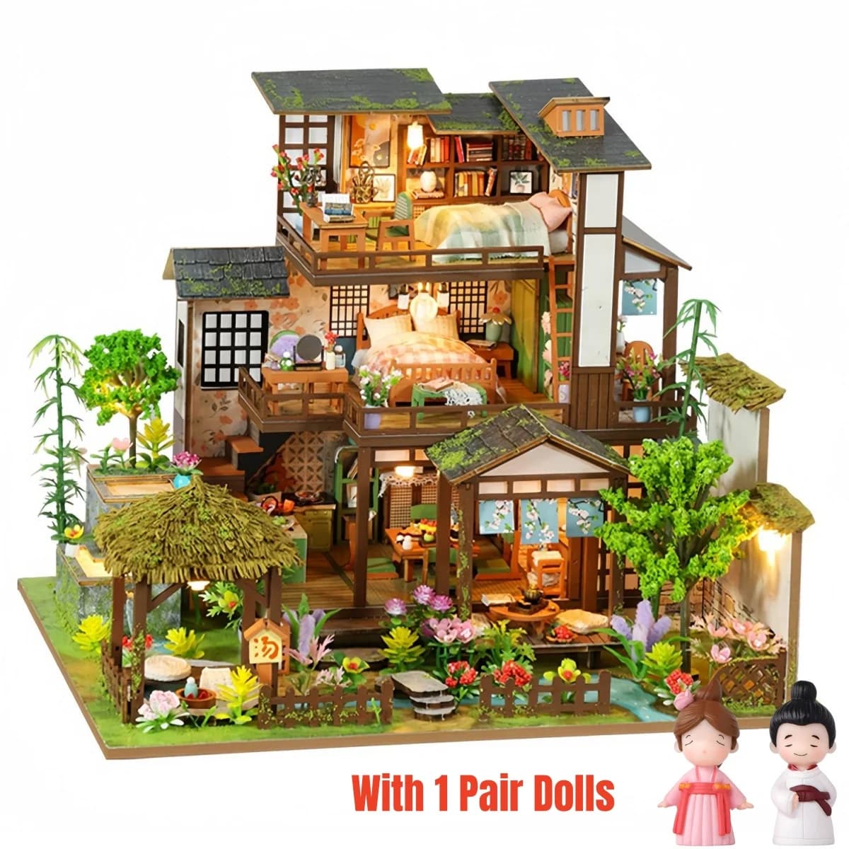 Kits de construction miniatures de Villa ancienne japonaise en bois, bricolage, maisons de poupée av