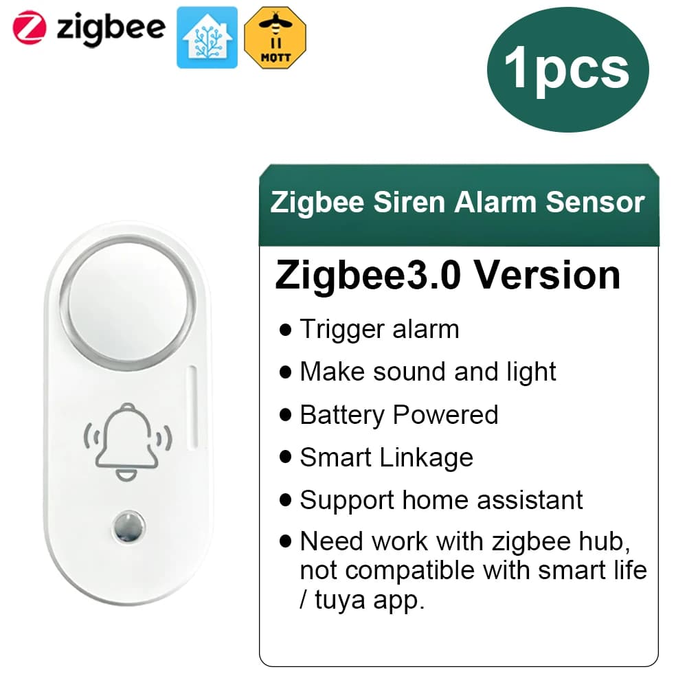 Haozee Zigbee – sirène d'alarme 110dB, capteur de vibrations, système de sécurité sans fil, alimenté