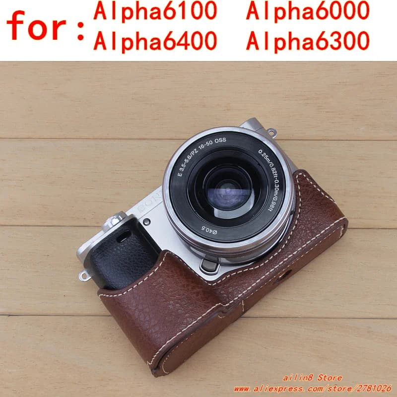 Coque de sac pour appareil photo pu, clip facial, poignée, support inférieur, housse de protection,