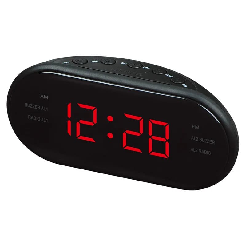 Radio-réveil numérique LED avec prise UE, radio AM et FM rouge, grand écran LED, réveil pour chambre