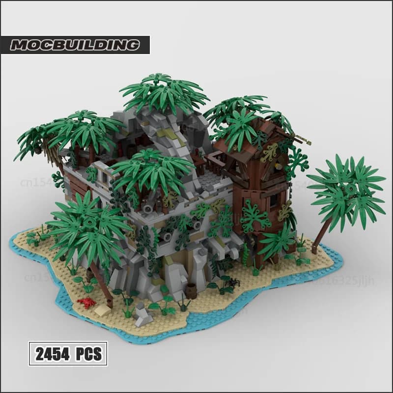 Blocs de construction Moc l'île film Rock Architecture technologie briques bricolage modèle d'assemb
