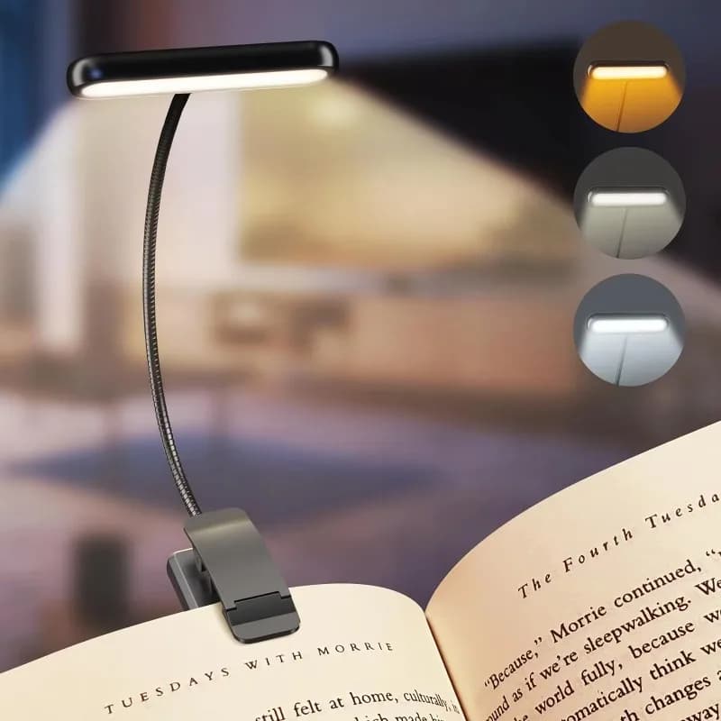 Lampe de lecture LED pour livre, lumière de lecture, protection des yeux, clip-on, rechargeable par