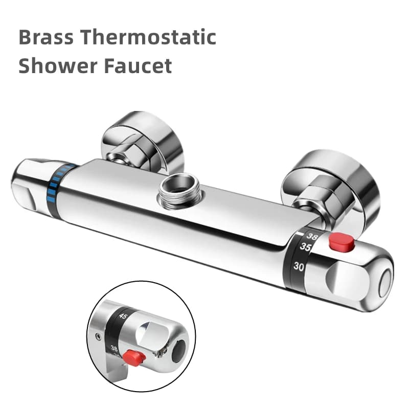 Robinet de douche thermostatique de salle de bains, mélangeur en laiton chromé, valeur double poigné