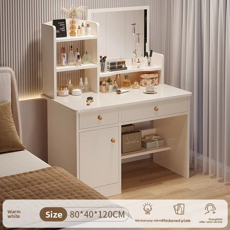 Commode robuste, commode intégrée pour chambre de fille, table de travail simple avec miroir, table