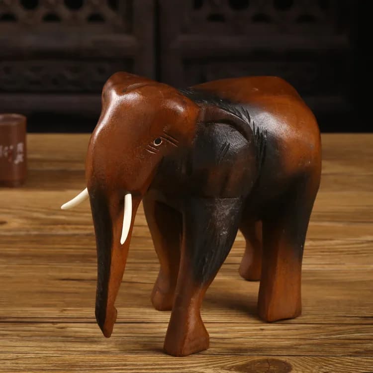 Artisanat thaïlandais en bois massif, sculpture d'éléphant, meuble TV, étagère d'exposition, ornemen